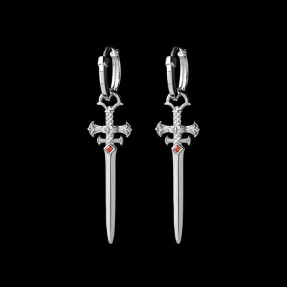 Crimson Sovereign Earrings in 18K White Gold