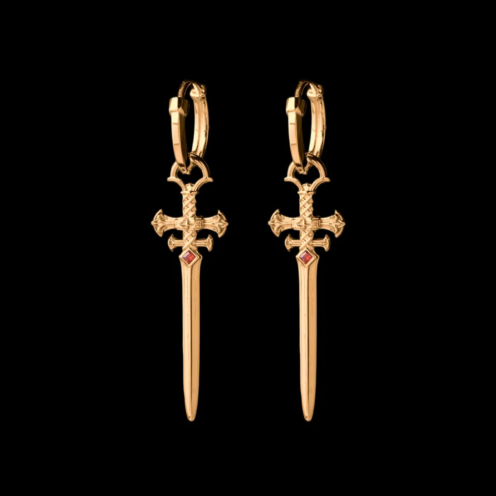 Crimson Sovereign Earrings in 24K Gold