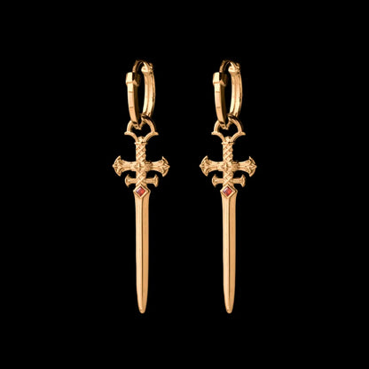 Crimson Sovereign Earrings in 24K Gold