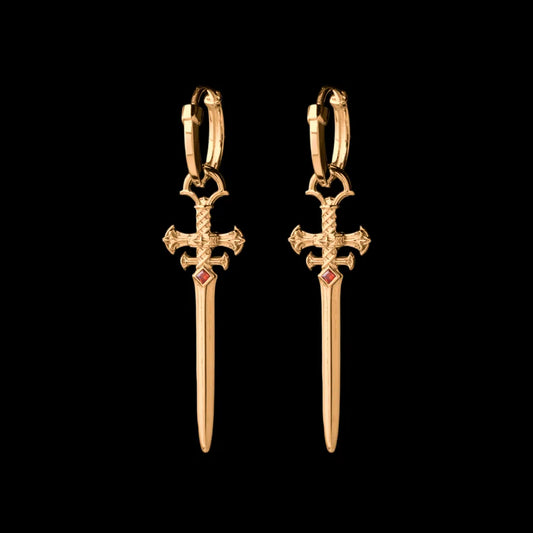 Crimson Sovereign Earrings in 24K Gold
