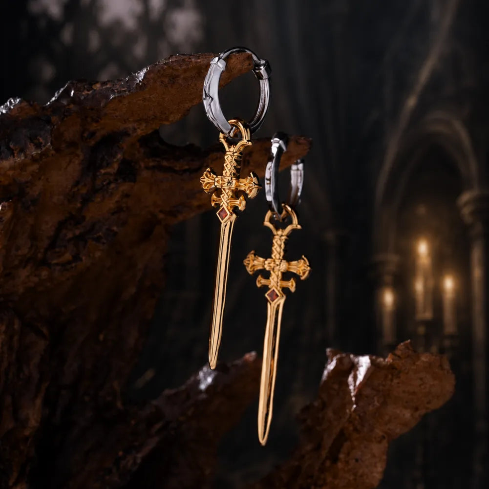 Crimson Sovereign Earrings in 24K Gold Plated Brass & 18K White Gold Plated Silver