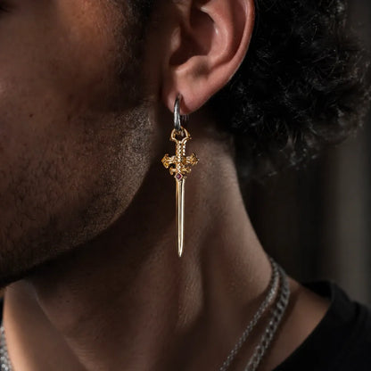 Crimson Sovereign Earrings in 24K Gold Plated Brass & 18K White Gold Plated Silver