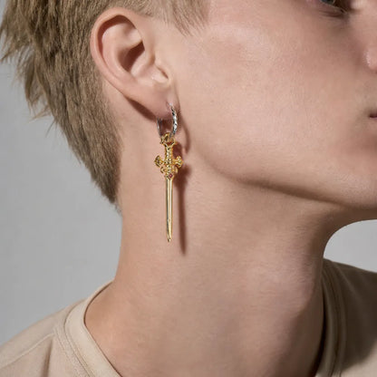Crimson Sovereign Earrings in 24K Gold Plated Brass & 18K White Gold Plated Silver