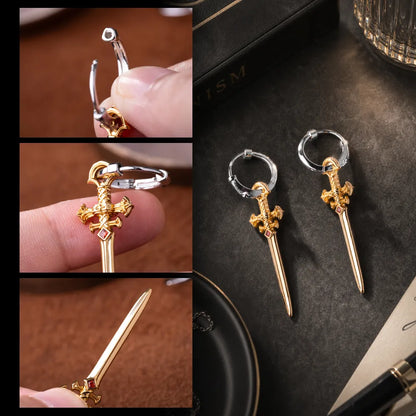 Crimson Sovereign Earrings in 24K Gold Plated Brass & 18K White Gold Plated Silver