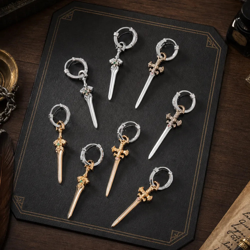 Crimson Sovereign Earrings in 24K Gold Plated Brass & 18K White Gold Plated Silver