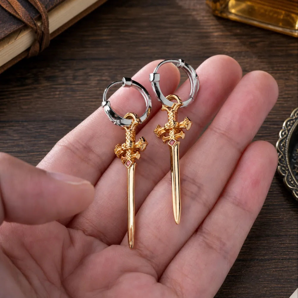 Crimson Sovereign Earrings in 24K Gold Plated Brass & 18K White Gold Plated Silver