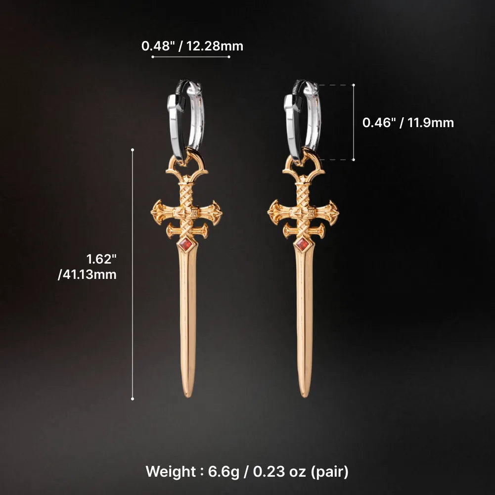 Crimson Sovereign Earrings in 24K Gold Plated Brass & 18K White Gold Plated Silver