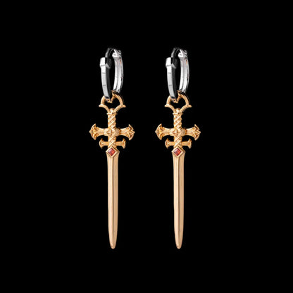 Crimson Sovereign Earrings in 24K Gold Plated Brass & 18K White Gold Plated Silver
