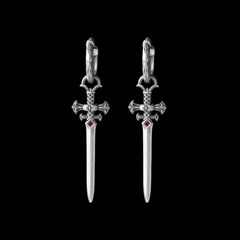 Crimson Sovereign Earrings in Ox.Silver