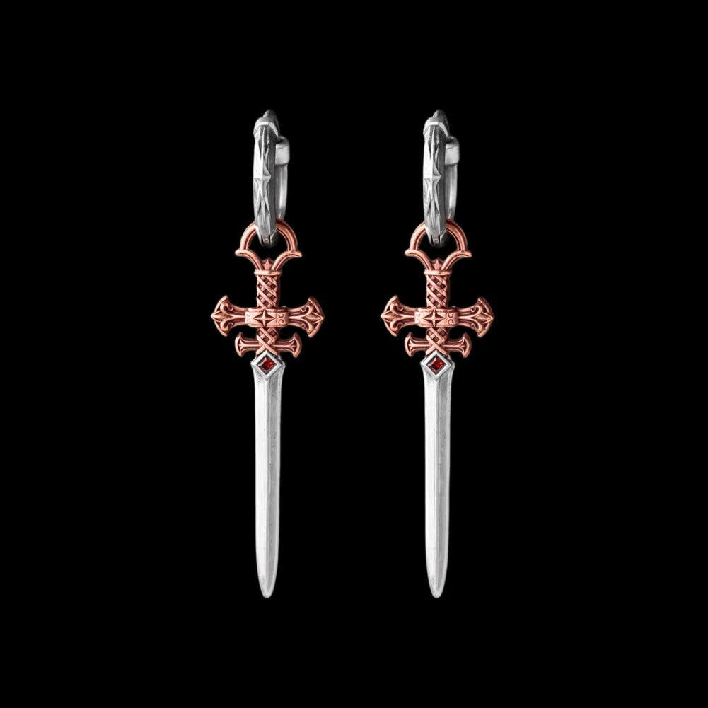 Crimson Sovereign Earrings in Ox.Silver & Copper