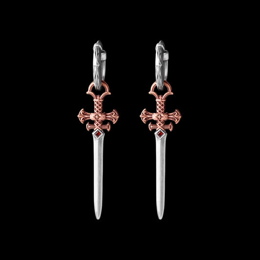Crimson Sovereign Earrings in Ox.Silver & Copper