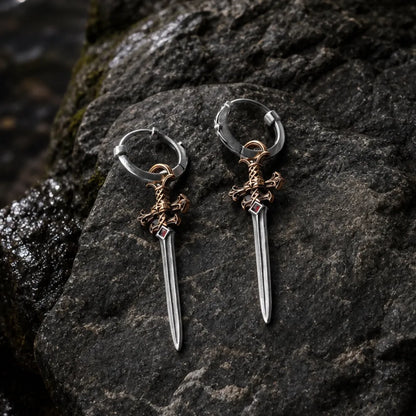 Crimson Sovereign Earrings in Ox.Silver & Brass