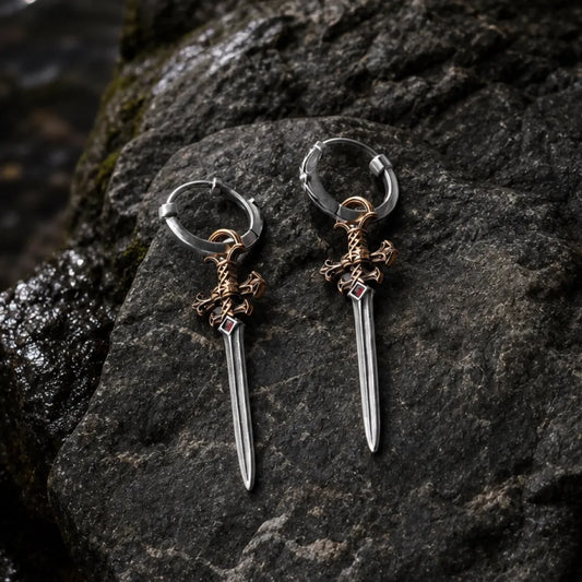 Crimson Sovereign Earrings in Ox.Silver & Brass