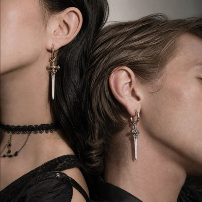 Crimson Sovereign Earrings in Ox.Silver & Brass