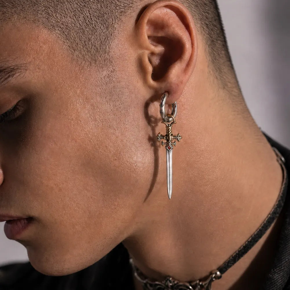 Crimson Sovereign Earrings in Ox.Silver & Brass