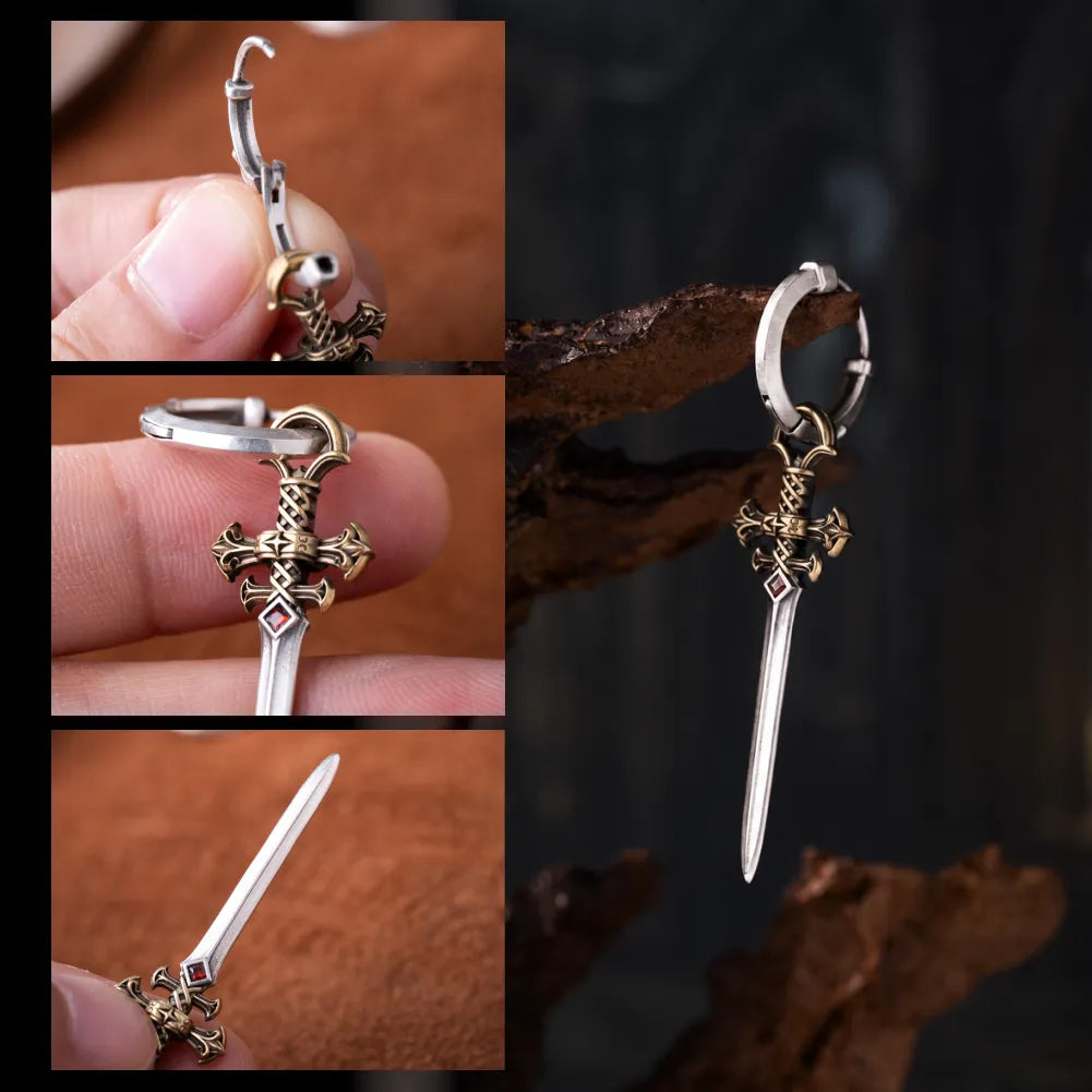 Crimson Sovereign Earrings in Ox.Silver & Brass