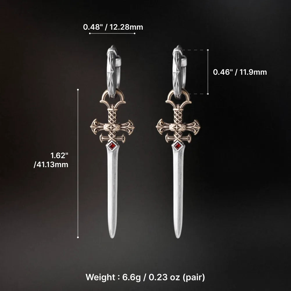 Crimson Sovereign Earrings in Ox.Silver & Brass