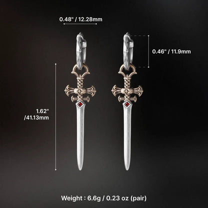 Crimson Sovereign Earrings in Ox.Silver & Brass
