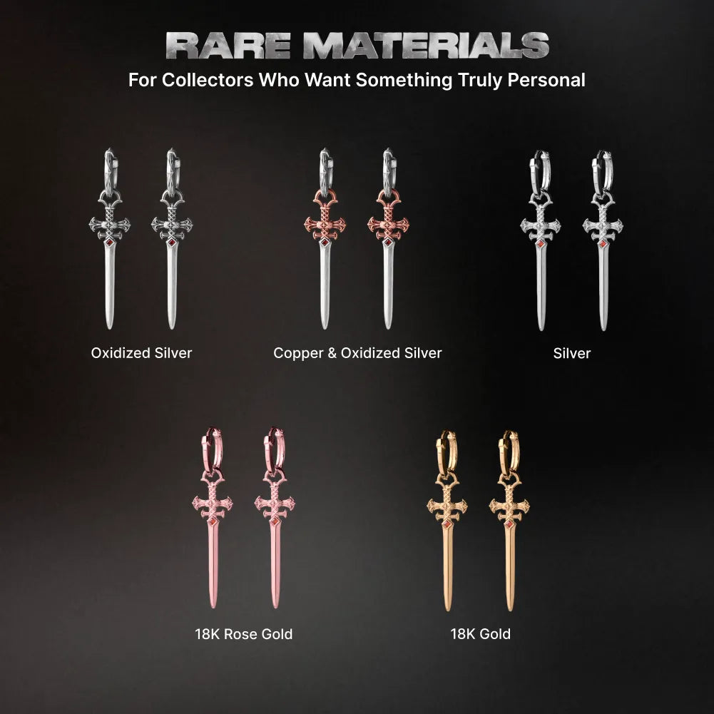 Crimson Sovereign Earrings in Ox.Silver & Brass