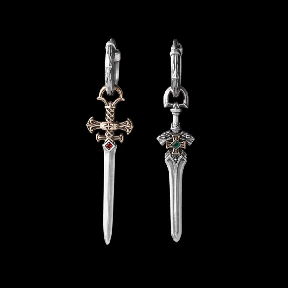Crimson Sovereign Earrings in Ox.Silver & Brass