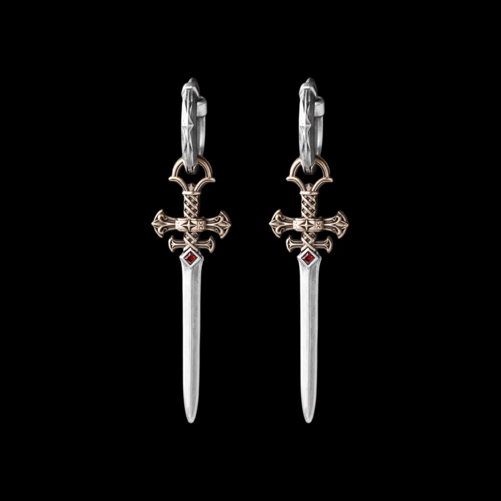 Crimson Sovereign Earrings in Ox.Silver & Brass