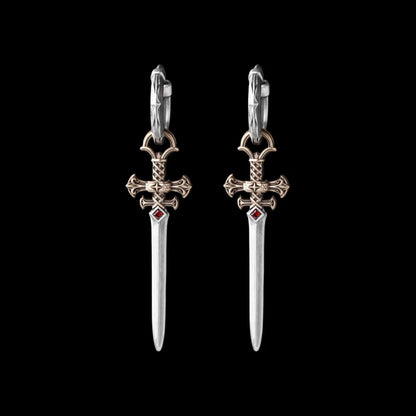 Crimson Sovereign Earrings in Ox.Silver & Brass