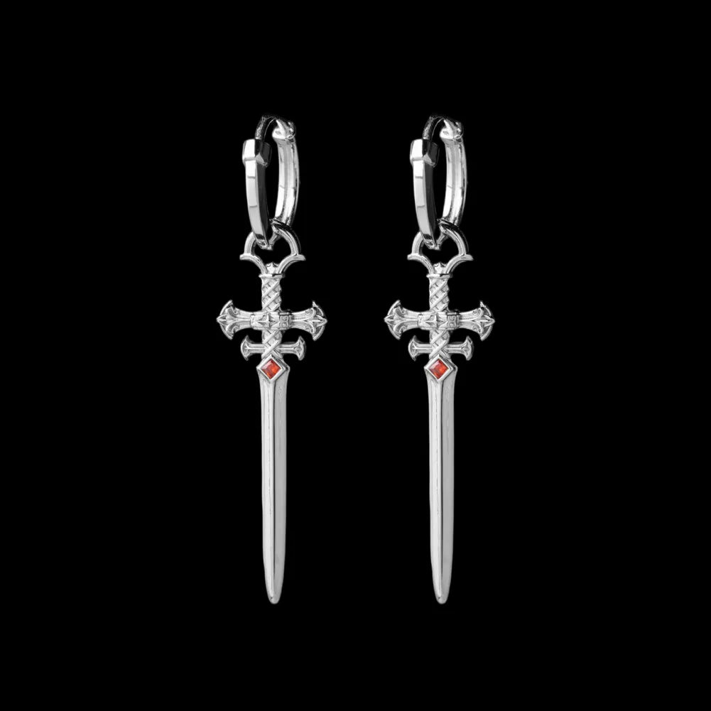 Crimson Sovereign Earrings in Platinum