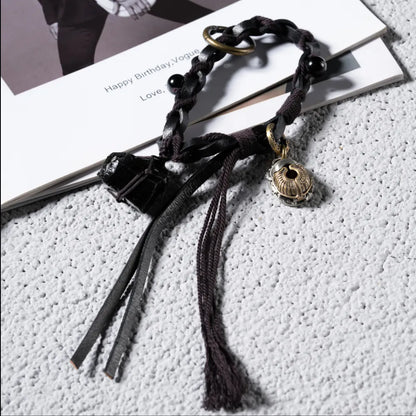 Crystal Braided Leather Keychain