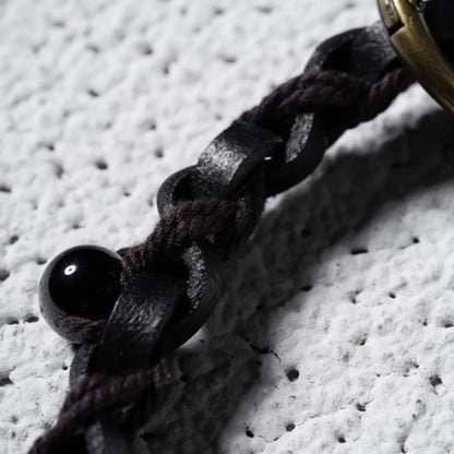 Crystal Braided Leather Keychain