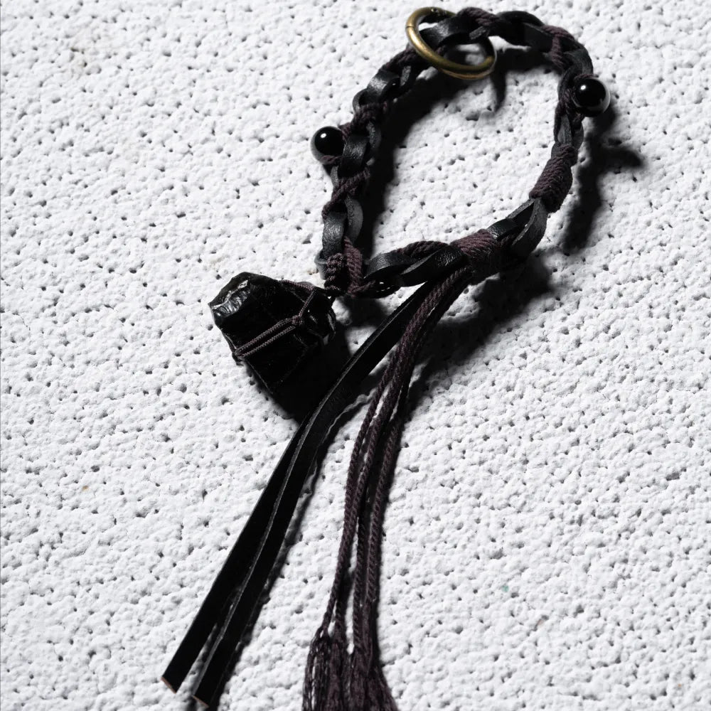 Crystal Braided Leather Keychain