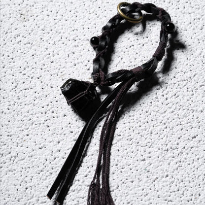 Crystal Braided Leather Keychain