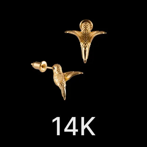Hummingbird Earrings 14K Gold & Gemstone