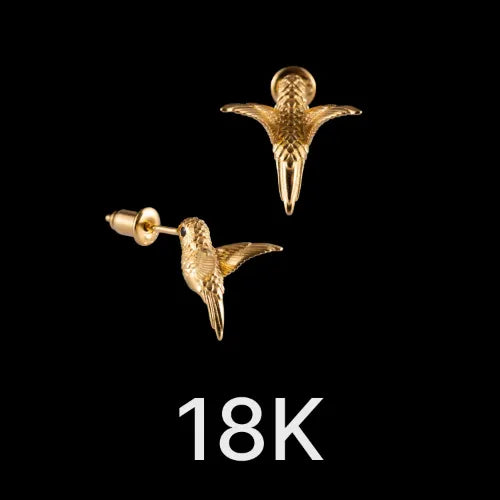 Hummingbird Earrings 18K Gold & Gemstone