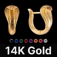 Cobra Earrings 14K Gold & Gemstone