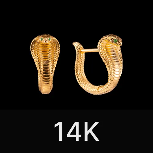 Cobra Earrings 14K Gold & Gemstone