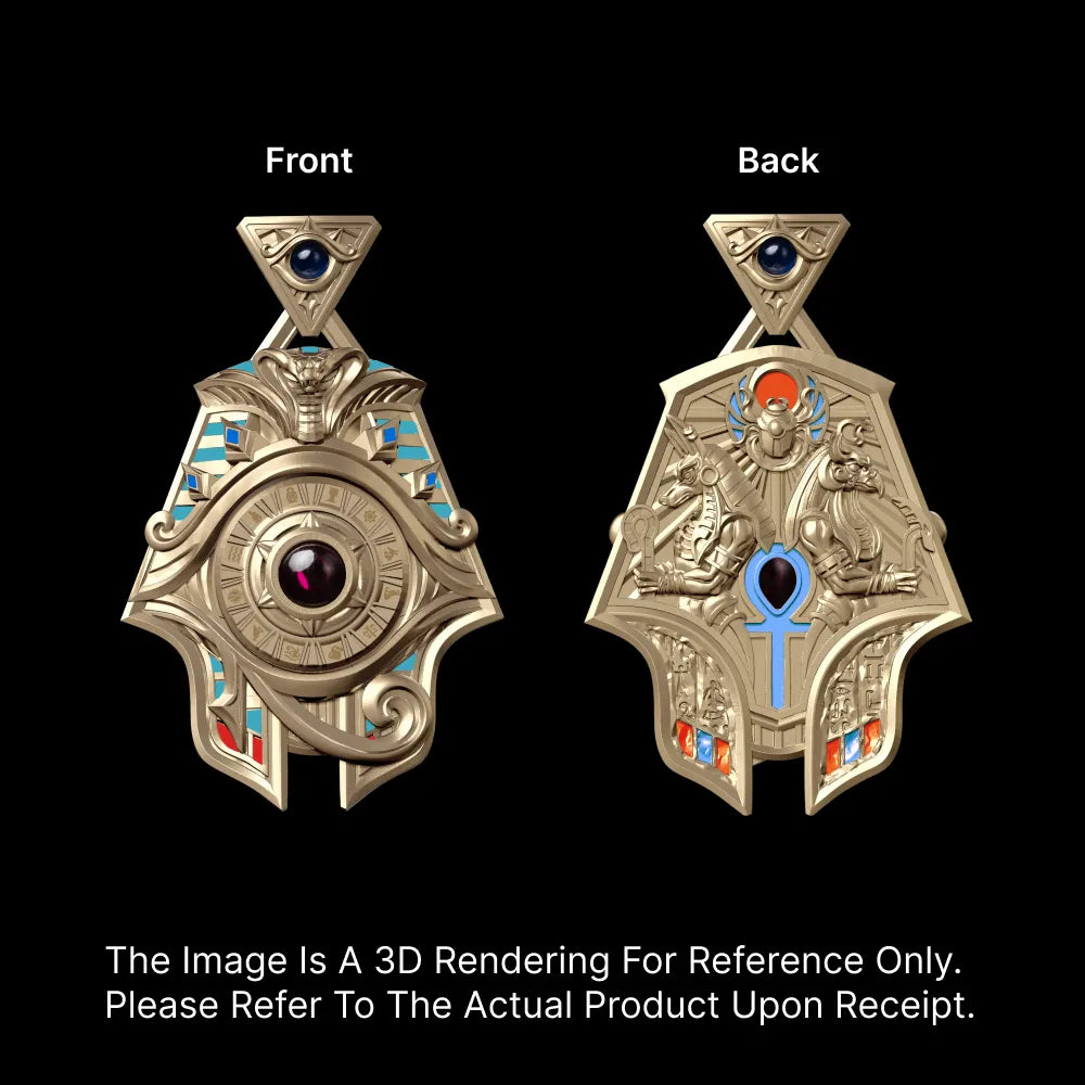 Customized 14K Gold Eye of Horus Spinner Pendant Details 01