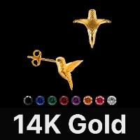 Hummingbird Earrings 14K Gold & Gemstone