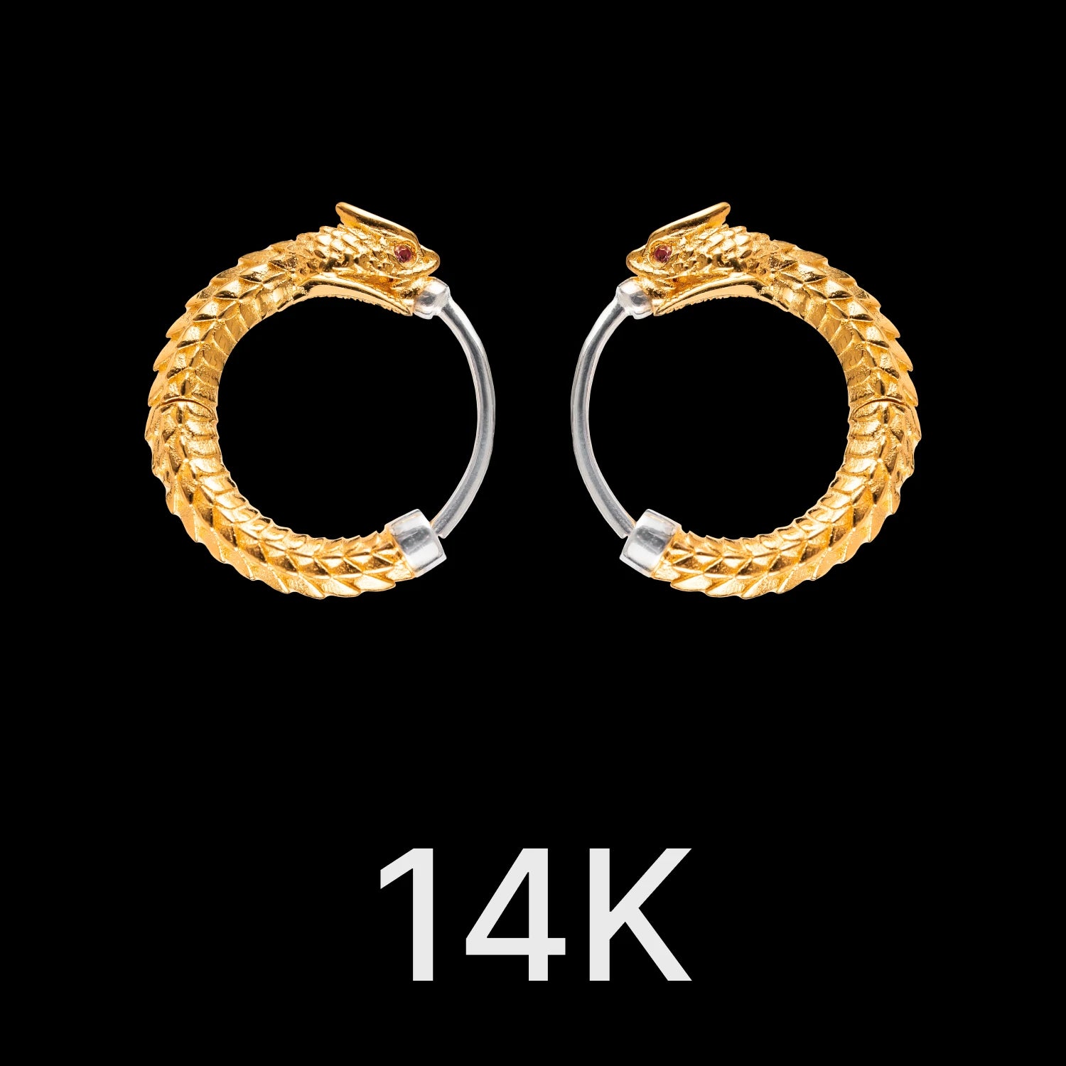 Ouroboros Earrings 14K Gold & Gemstone