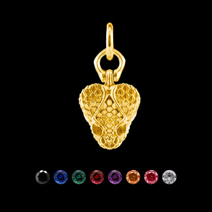 Customized 14K Gold Rattlesnake Head Charm With Gemstone Eyes