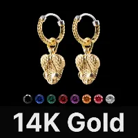 Rattlesnake Head Earrings 14K Gold & Gemstone