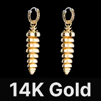 Rattlesnake Tail Earrings 14K Gold