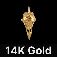 Raven Skull Pendant 14K Gold