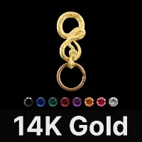Snake Keychain 14K Gold & Gemstone