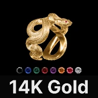 Snake Ring 14K Gold & Gemstone
