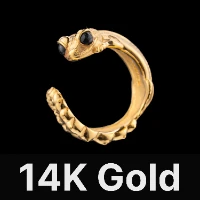 Knob Tail Gecko Ring 14K Gold & Black Agate