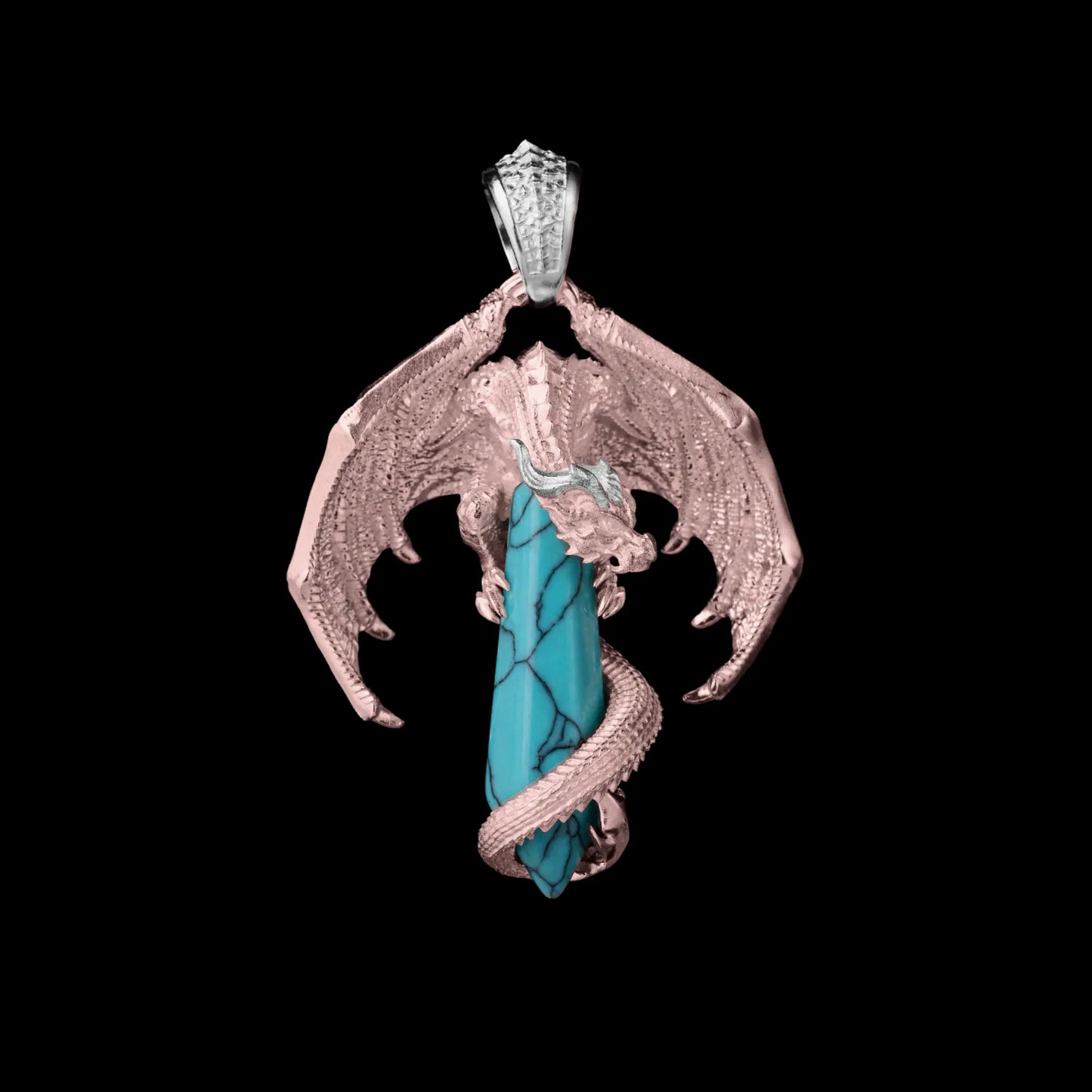 Customized 14K Rose Gold Skybound Dragon Pendant Details 02