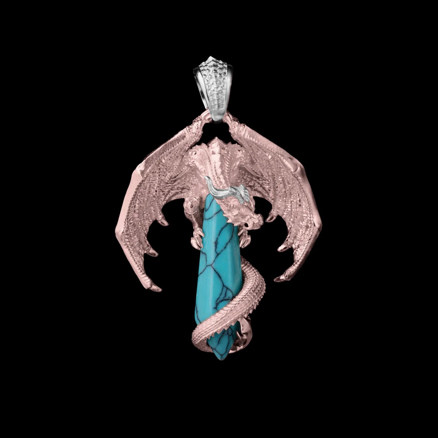 Customized 14K Rose Gold Skybound Dragon Pendant Details 02
