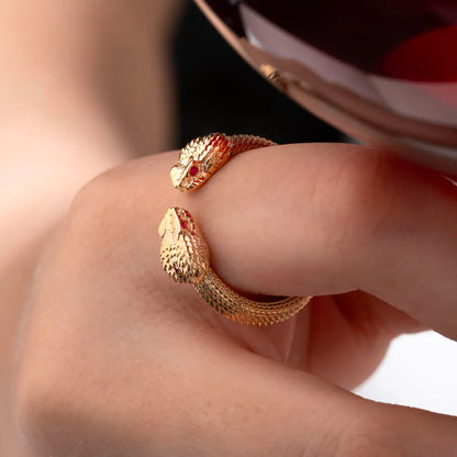 Customized 14k Gold Amphisbaena Ring details 02