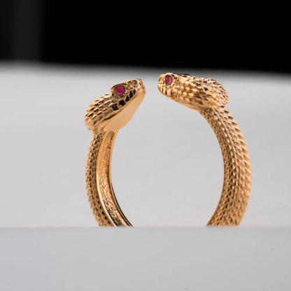 Customized 14k Gold Amphisbaena Ring details 06
