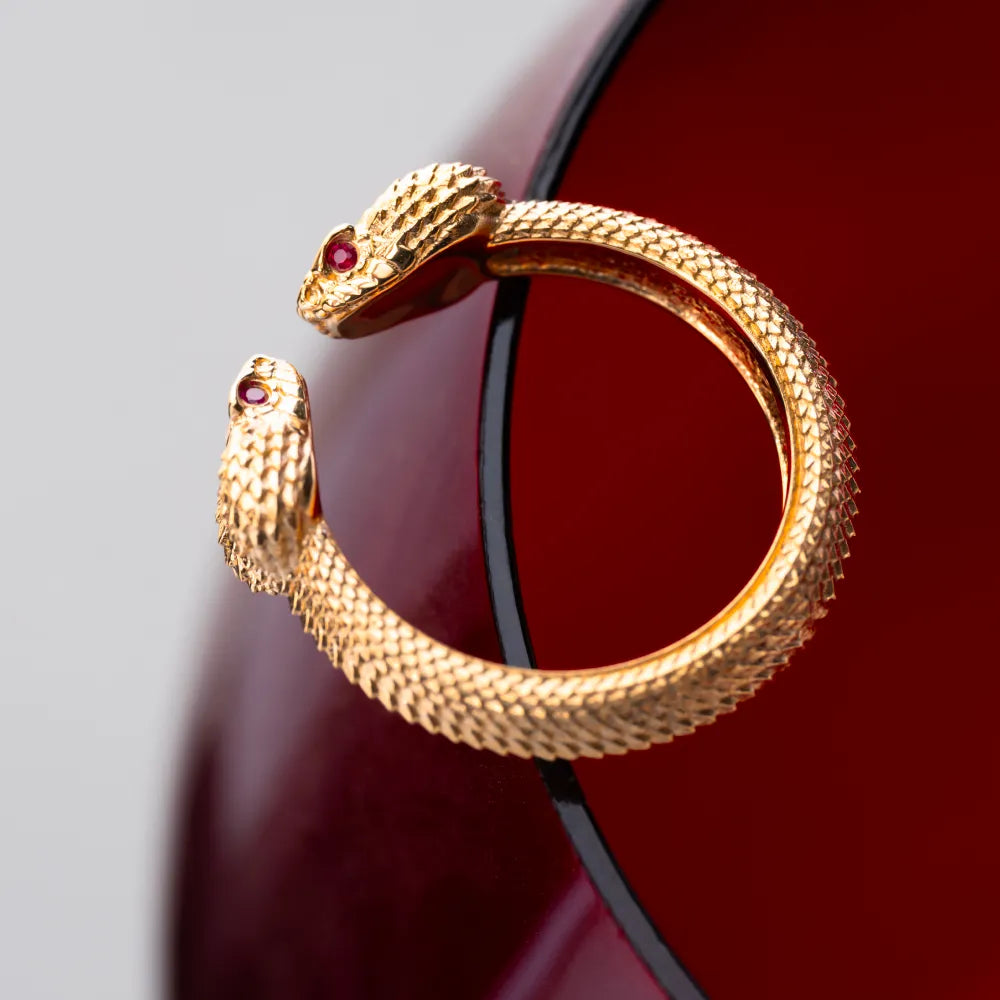 Customized 14k Gold Amphisbaena Ring details 07